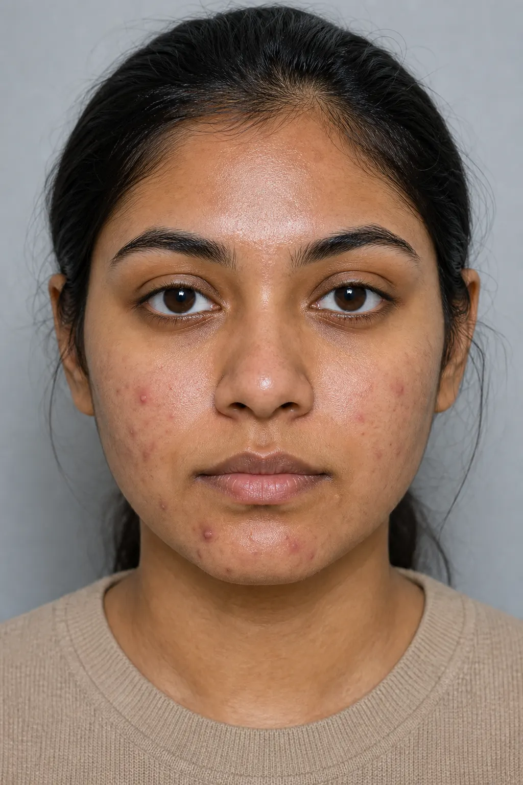 Before: facial acne with redness and pimples