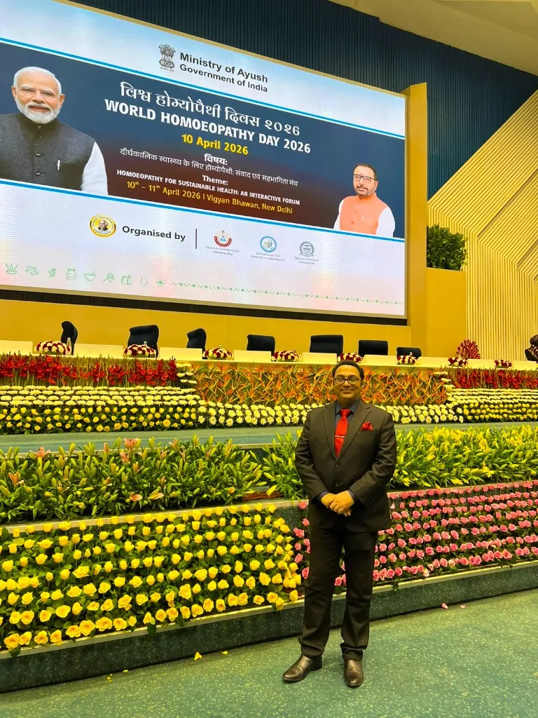Dr. Anuj Kumar at World Homoeopathy Day 2026, Vigyan Bhawan, New Delhi, Ministry of Ayush