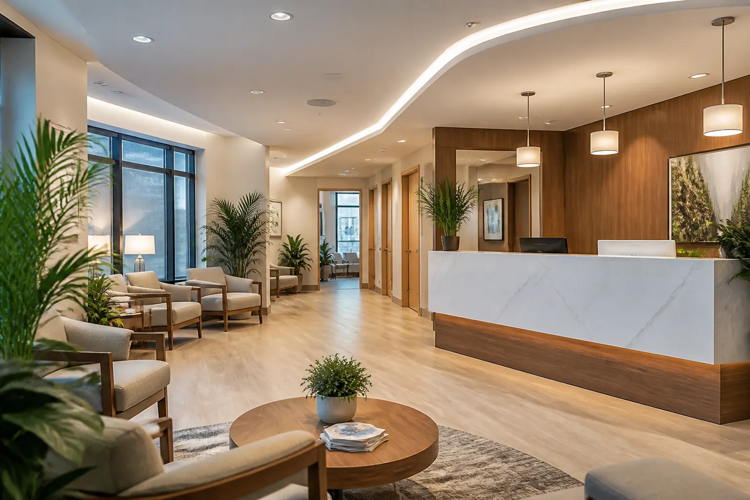 Modern clinic reception area