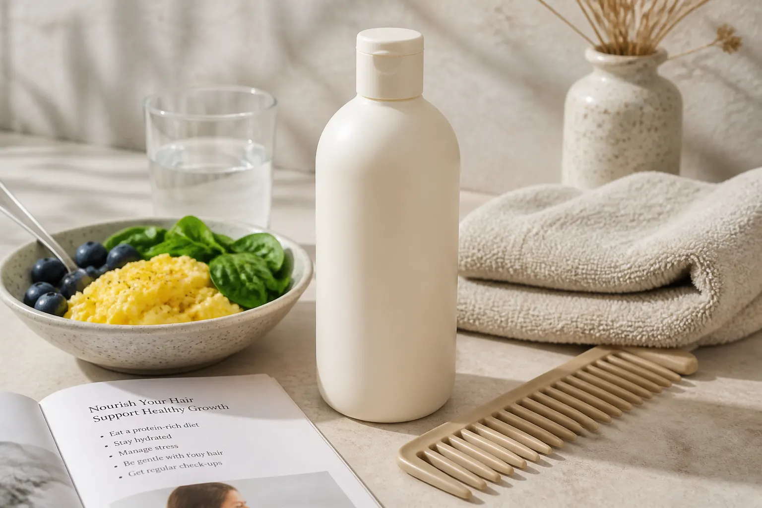 Supportive lifestyle notes for hair loss — not a protocol