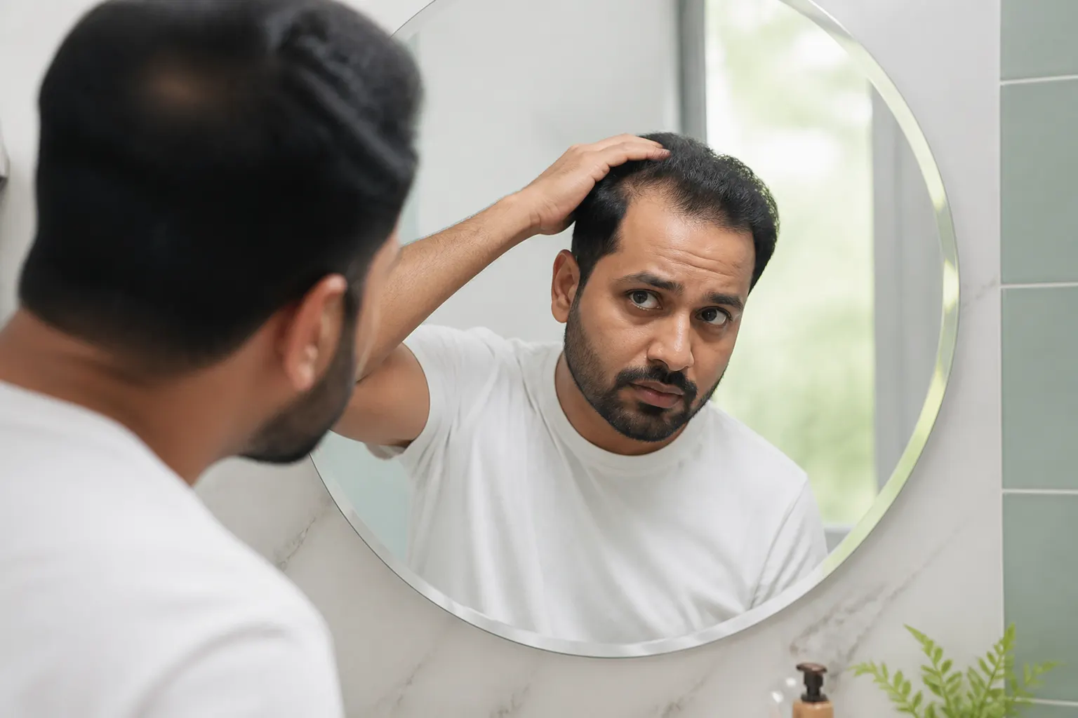 Educational image introducing hair loss care