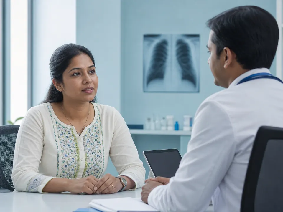 Educational photograph introducing lung fibrosis consultation