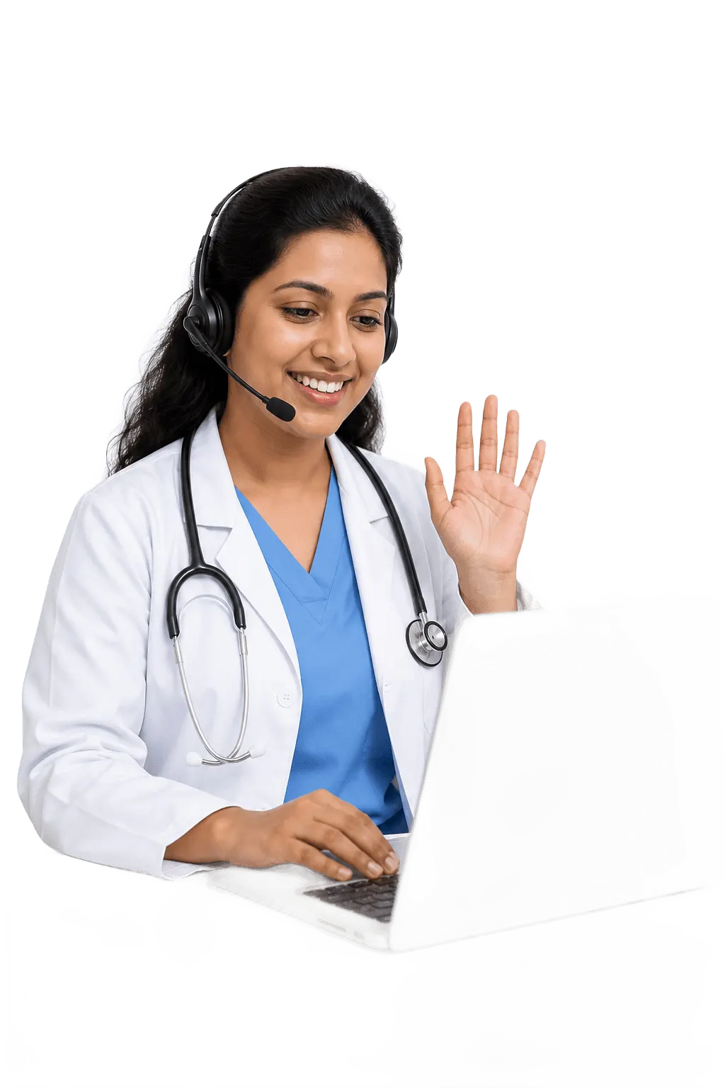 Healthcare professional on a video consultation call